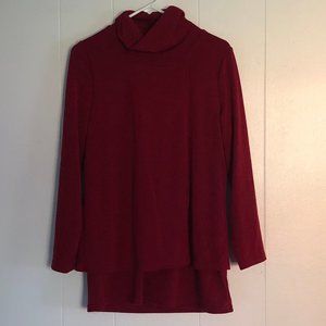 red, turtle neck, layered, long sleeve, sweater